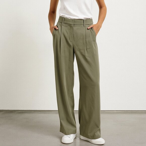 A New Day Wide Leg Pants Olive Green Size 4 NWT - Picture 1 of 7